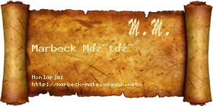 Marbeck Máté névjegykártya